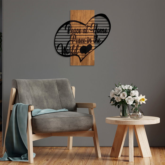 Wallity Peace At Home Peace in The World 1 - Escultura de Pared Nogal y Negro Wallity Peace At Home Peace in The World 1 - Escultura de Pared Nogal y Negro